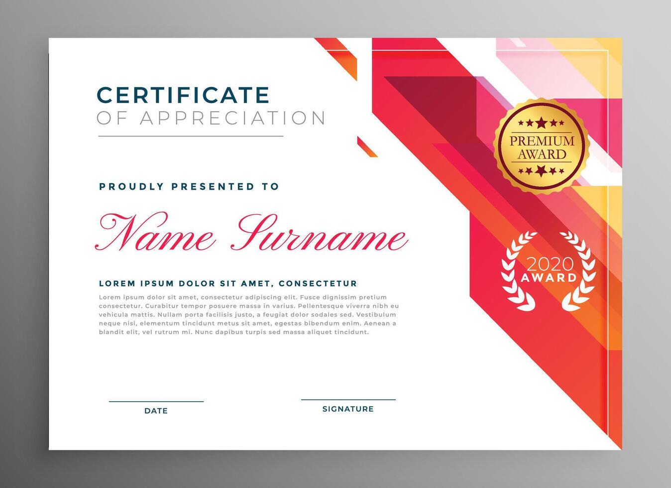 creative certificate of appreciation in abstract style vector