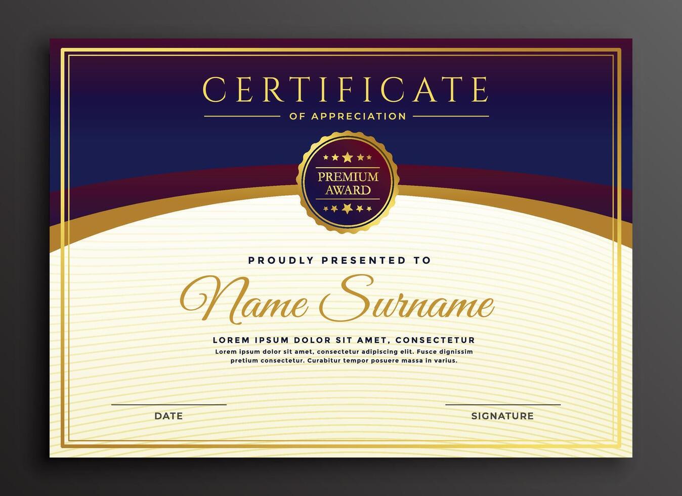 elegante certificado diseño profesional modelo vector