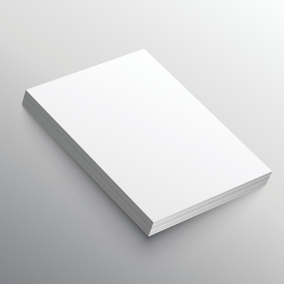 a4 paper stack mockup in 3d style vector