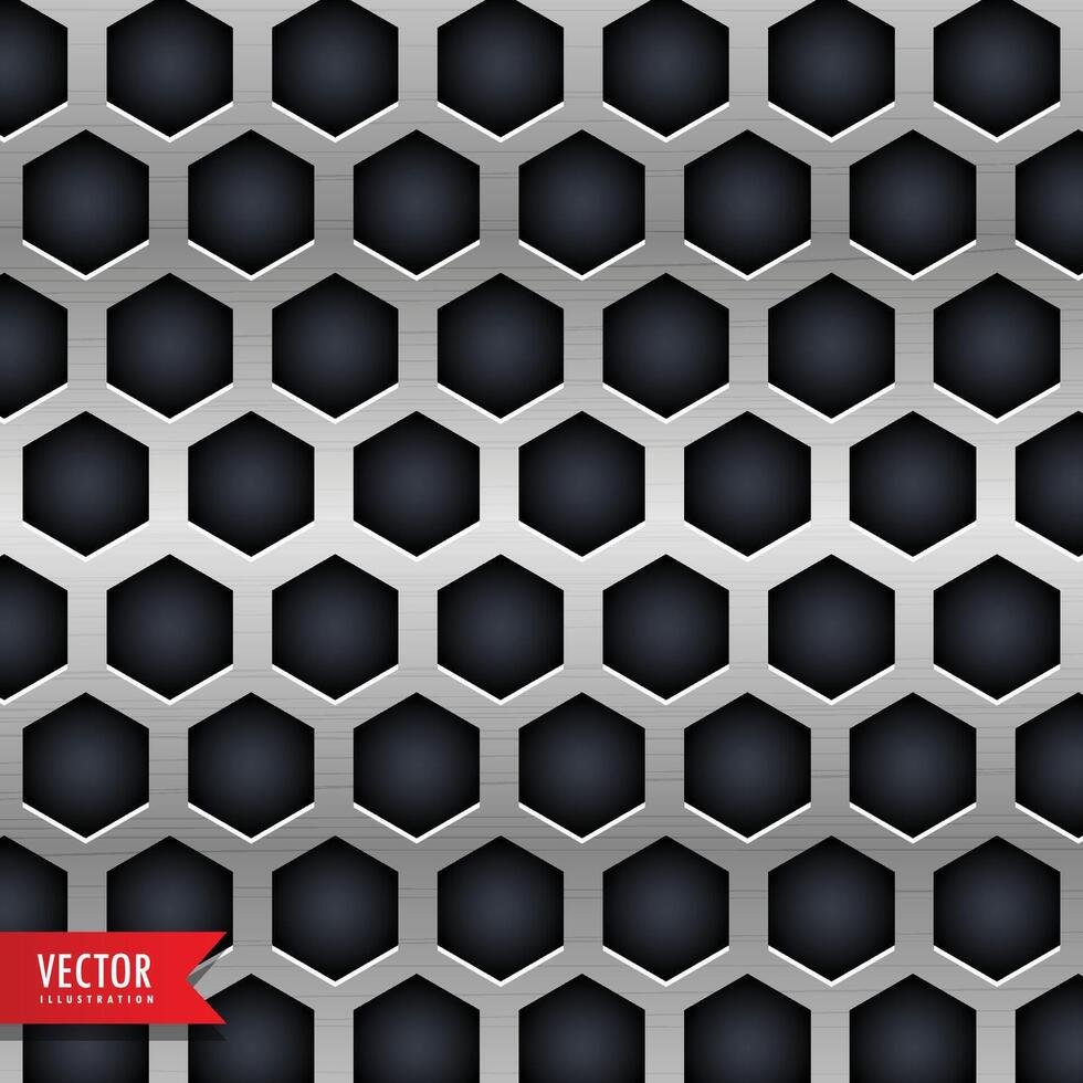 metal background with hexagonal shapes holes vector