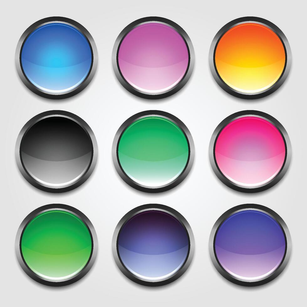 shiny colorful empty buttons set vector
