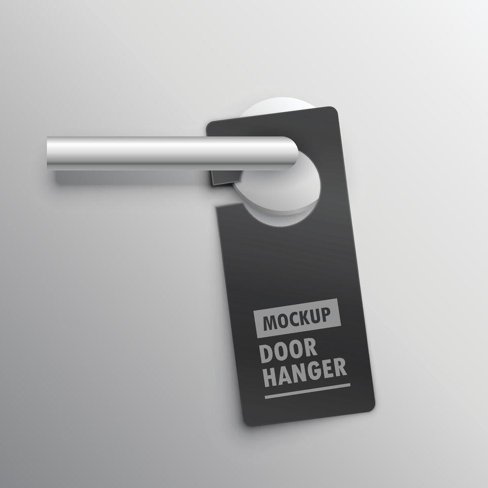 realistic door hander mockup with handle vector