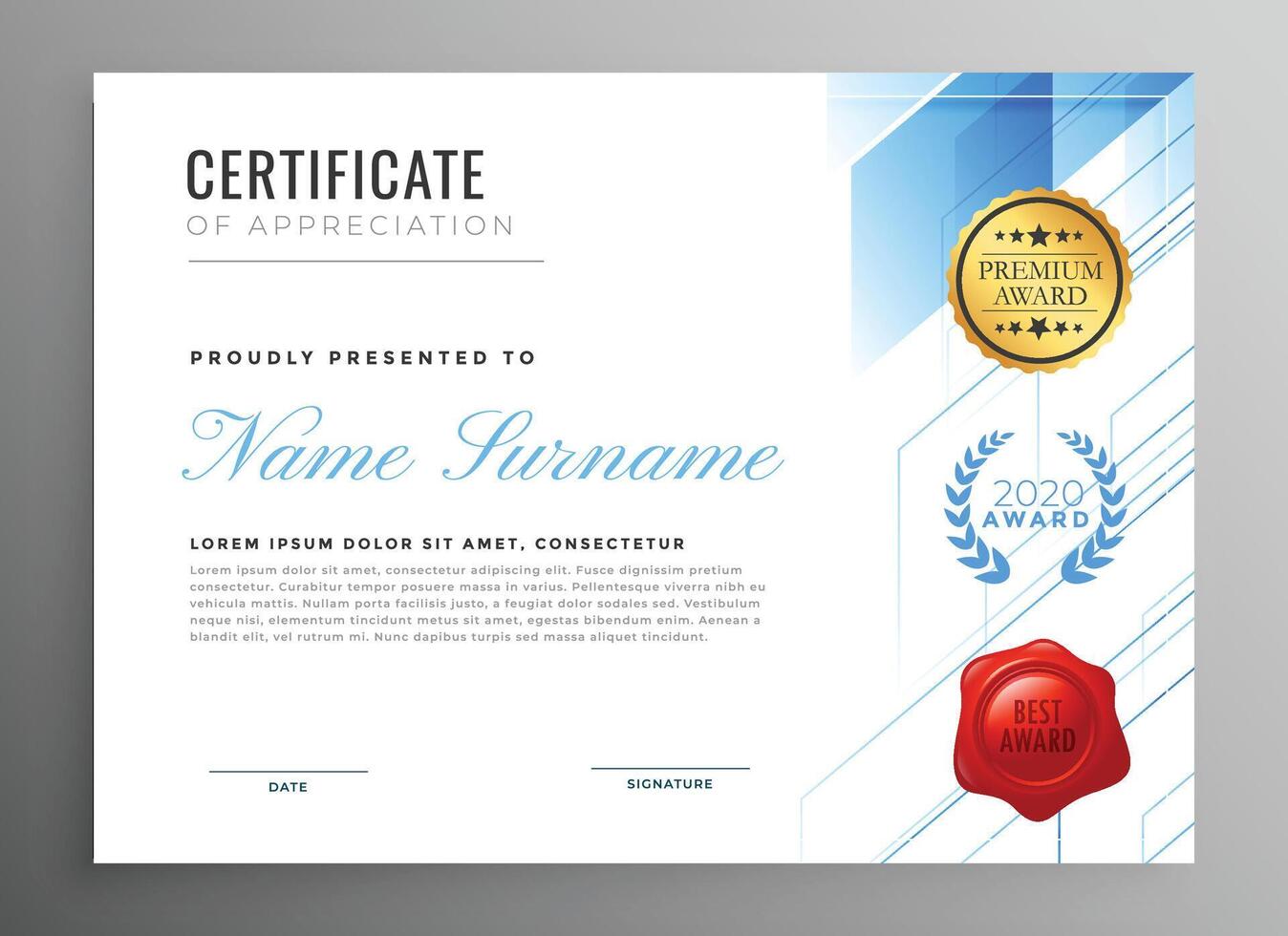 modern certificate of appreciation template design vector