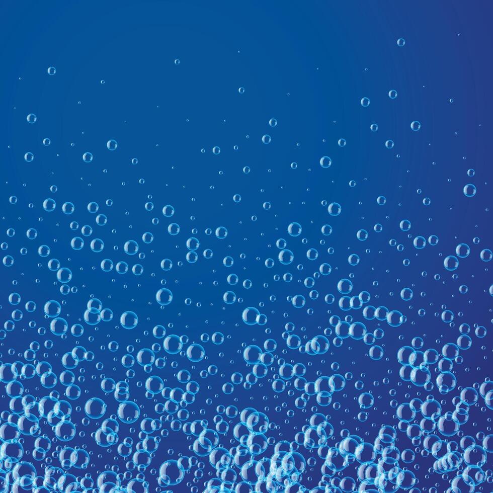 blue background with many water or soap bubbles vector