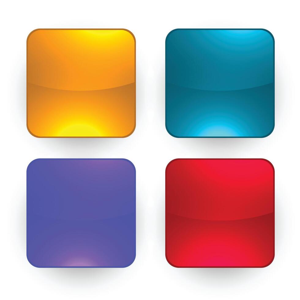 four glossy empty buttons set vector