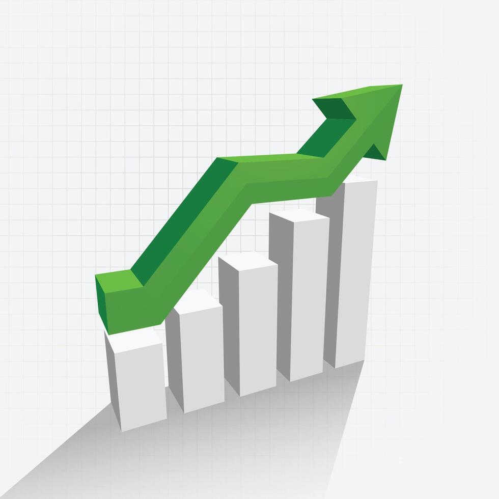 3d growth chart diagram with shadow vector