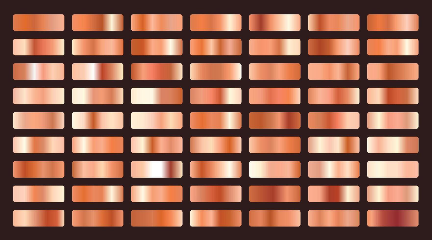 metallic orange or copper gradients big set vector