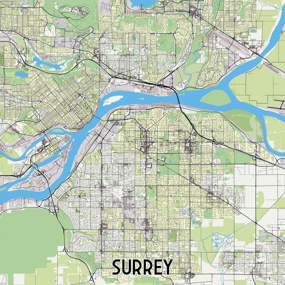 surrey Canadá mapa póster Arte vector