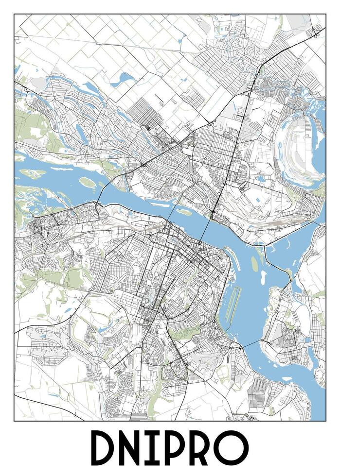 dnipro Ucrania mapa póster Arte vector