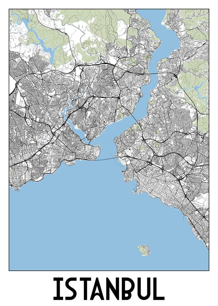 Istanbul, Turkey map poster art vector