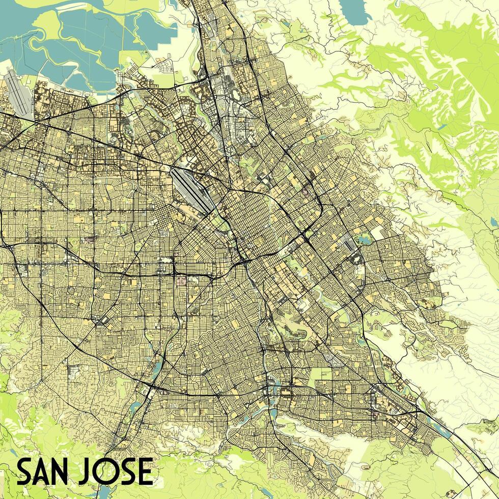 San Jose, California, USA map poster art vector