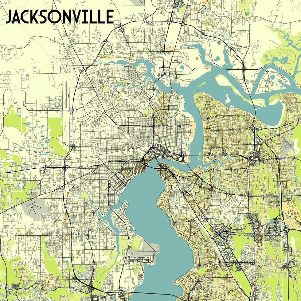 Jacksonville, Florida USA map poster art vector