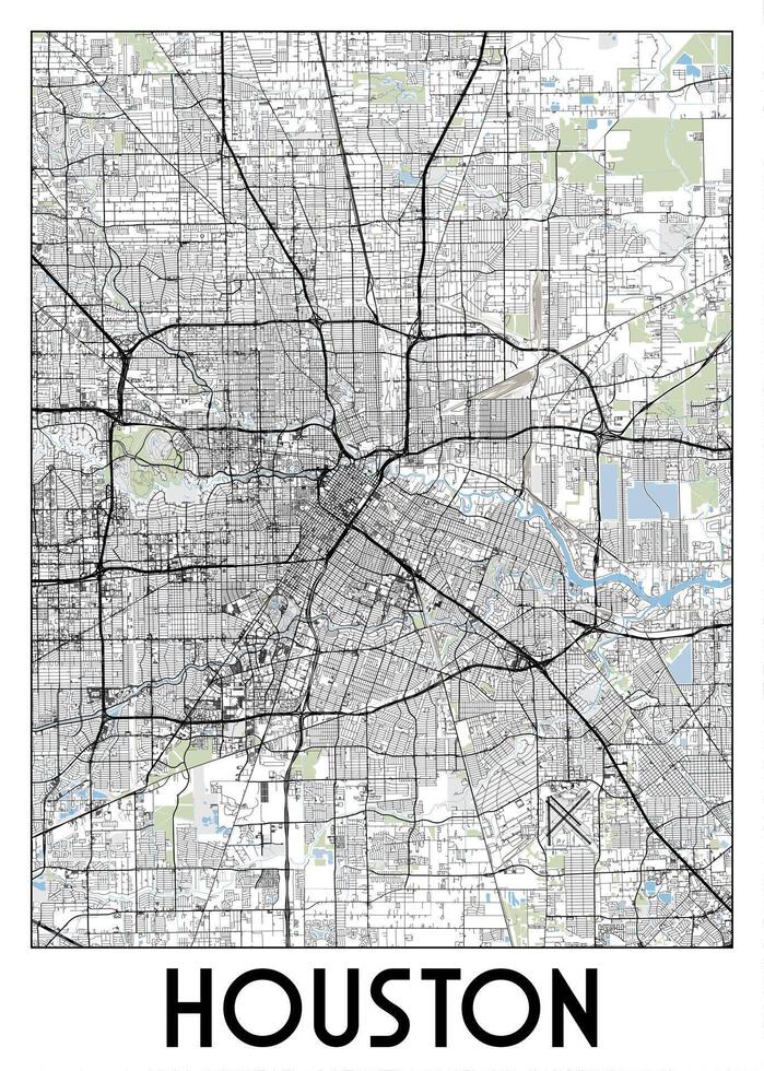 houston Texas Estados Unidos mapa póster Arte vector