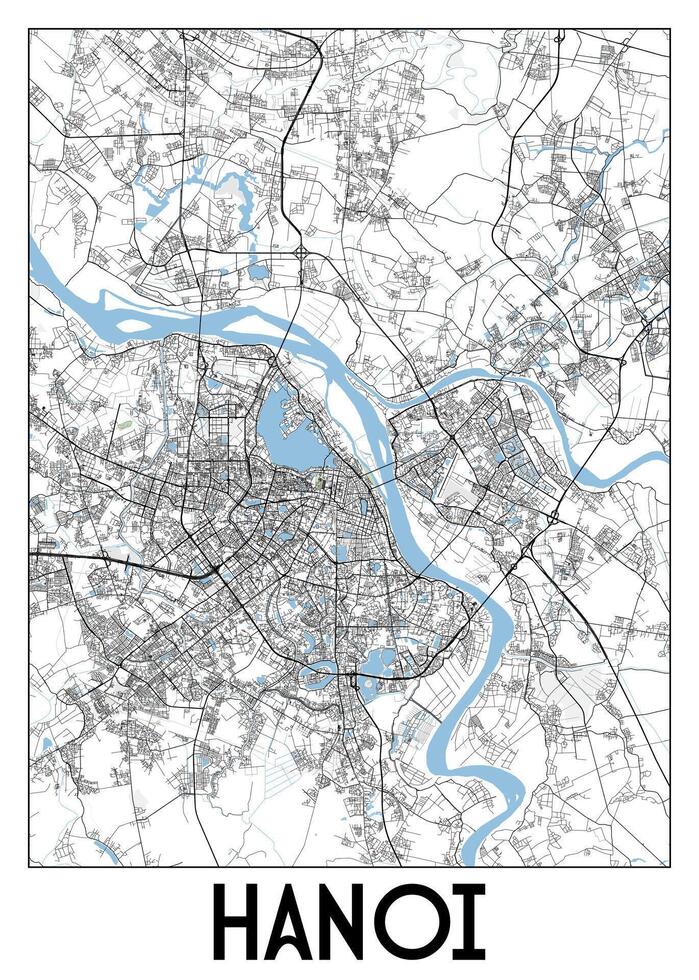 Hanoi, Vietnam mapa póster Arte vector