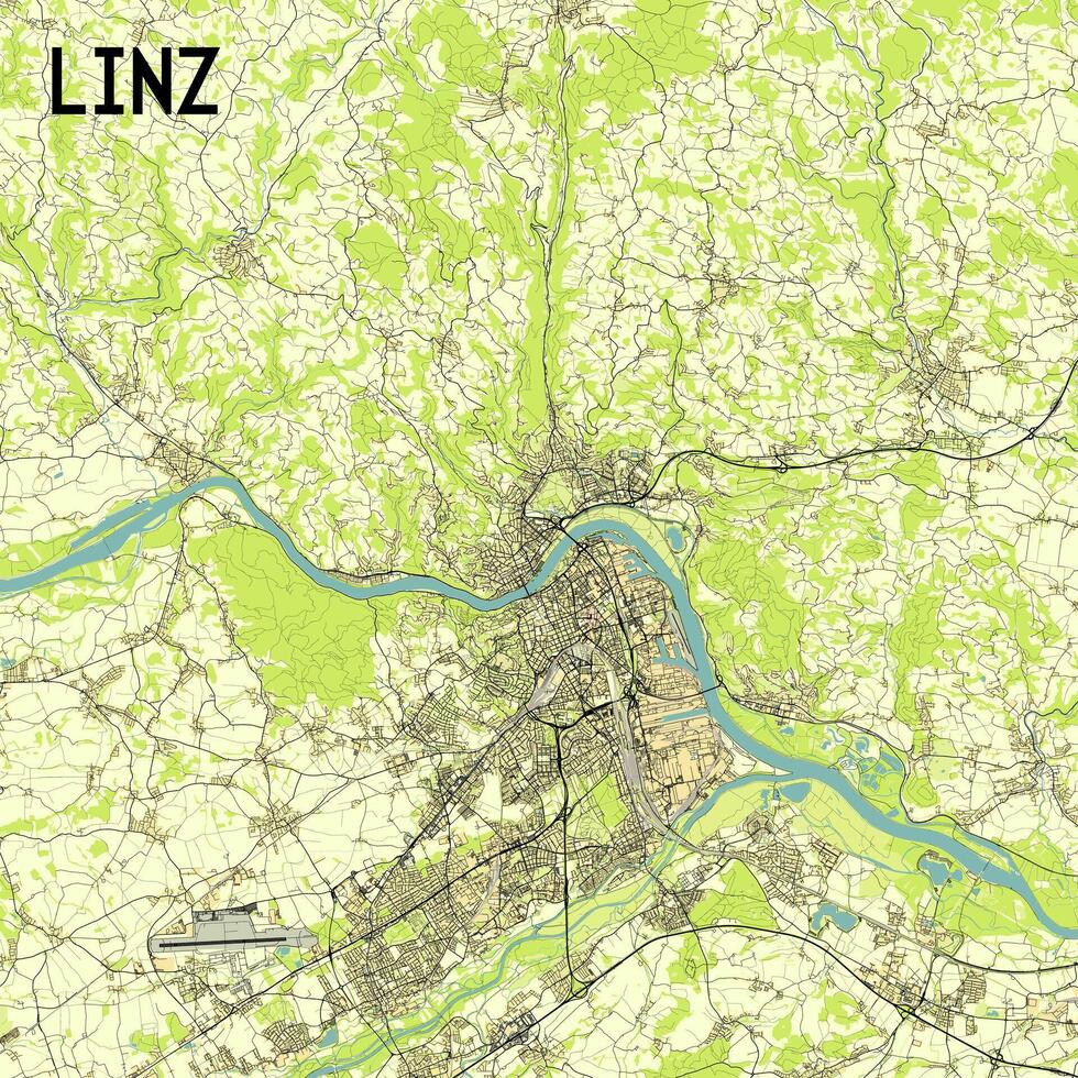 linz Austria mapa póster Arte vector