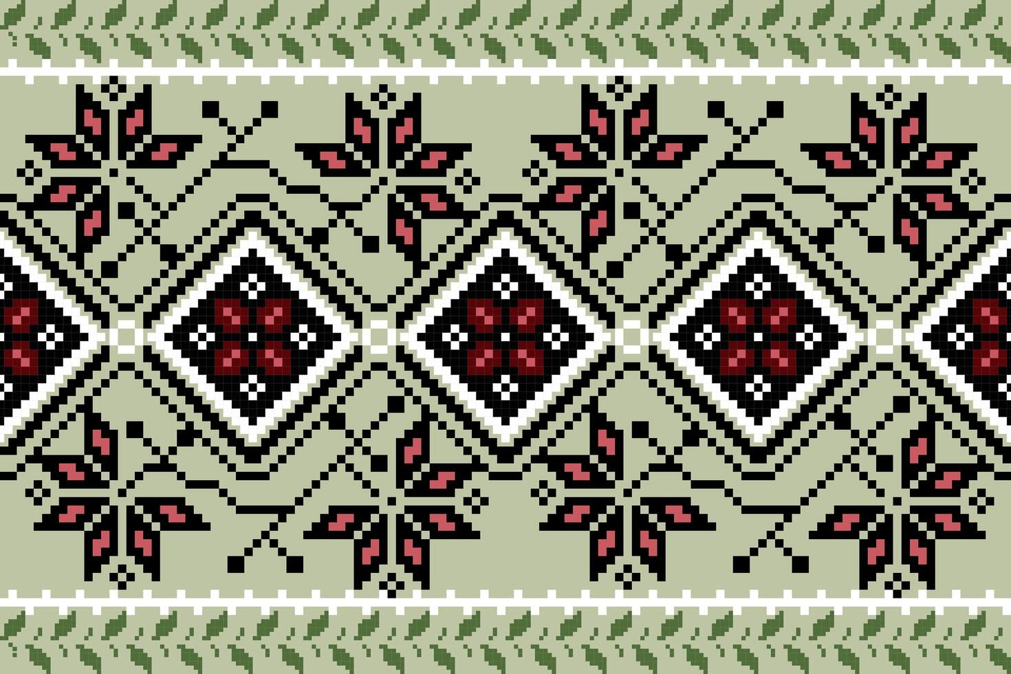 Seamless pattern ornament with flowers,Geometric illustration for fabric, embroidery ,knitting vector