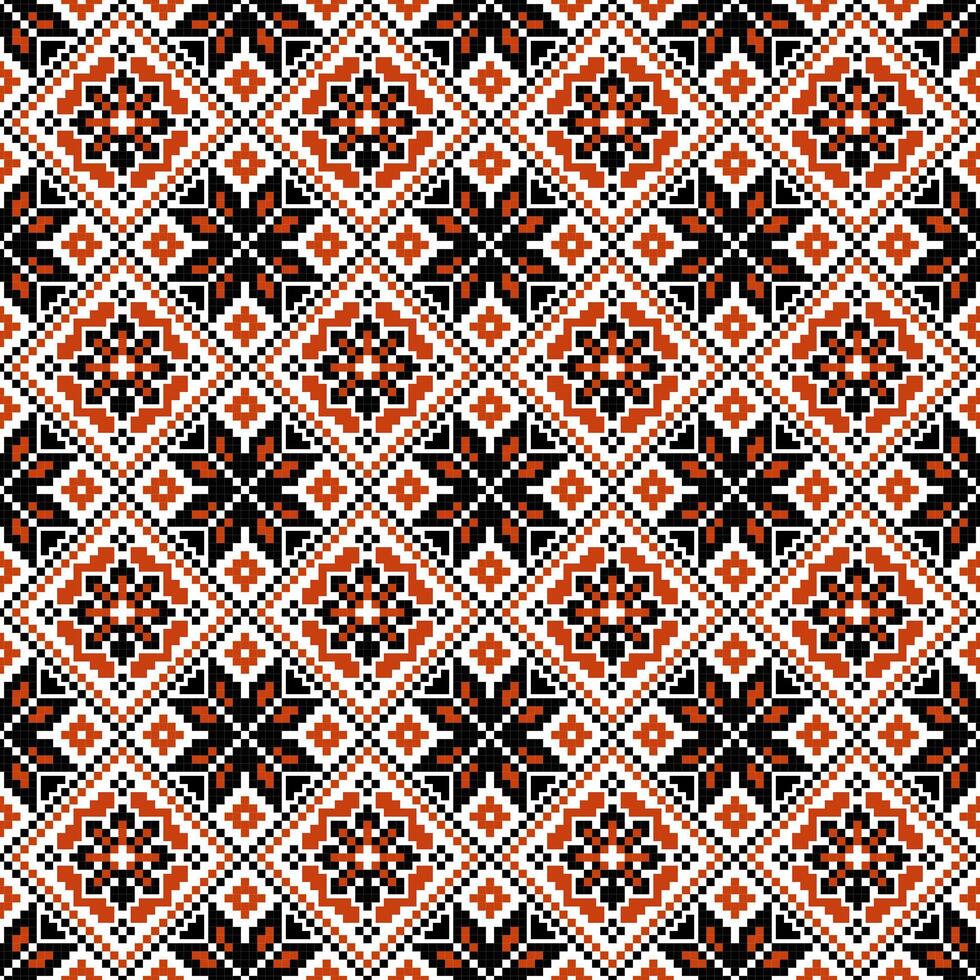 Seamless pattern ornament with flowers,Geometric illustration for fabric, embroidery,knitting. vector