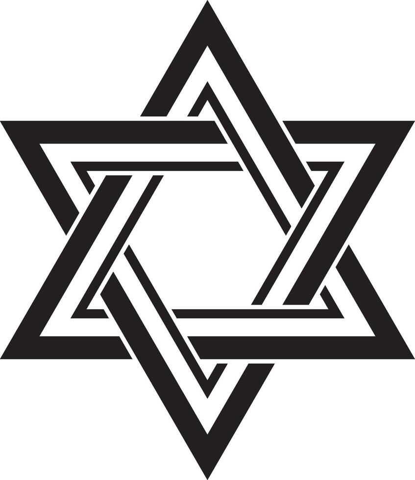black monochrome jewish national ornament. Star of David. Semitic folk pattern. Israeli ethnic sign vector