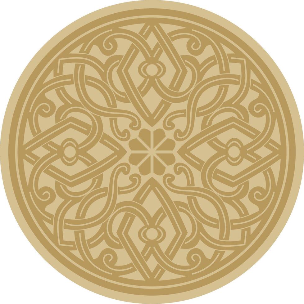 golden round ancient Byzantine ornament. Classical circle of the Eastern Roman Empire, Greece. Pattern motifs of Constantinople vector