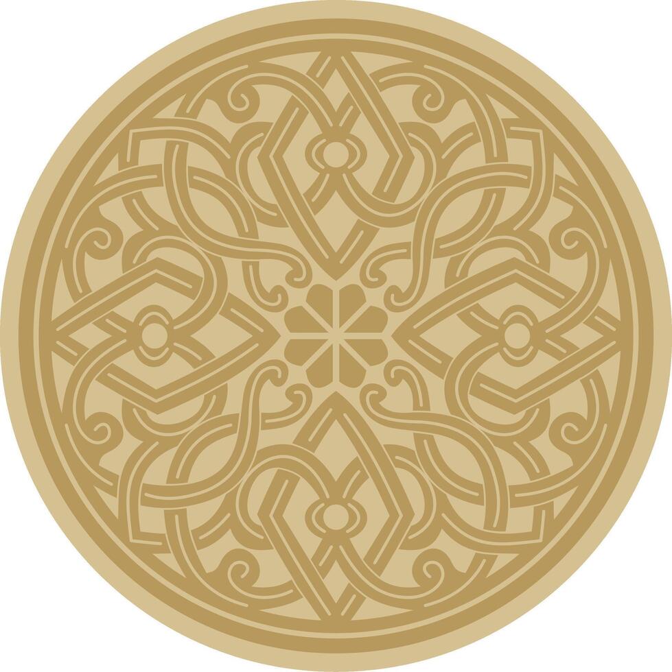 golden round ancient Byzantine ornament. Classical circle of the Eastern Roman Empire, Greece. Pattern motifs of Constantinople vector