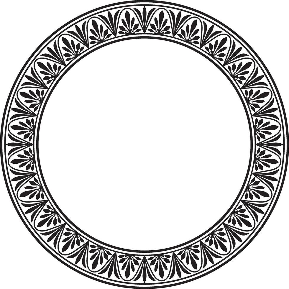 black monochrome round classic greek meander ornament. Pattern, circle of Ancient Greece. Border, frame, ring of the Roman Empire vector