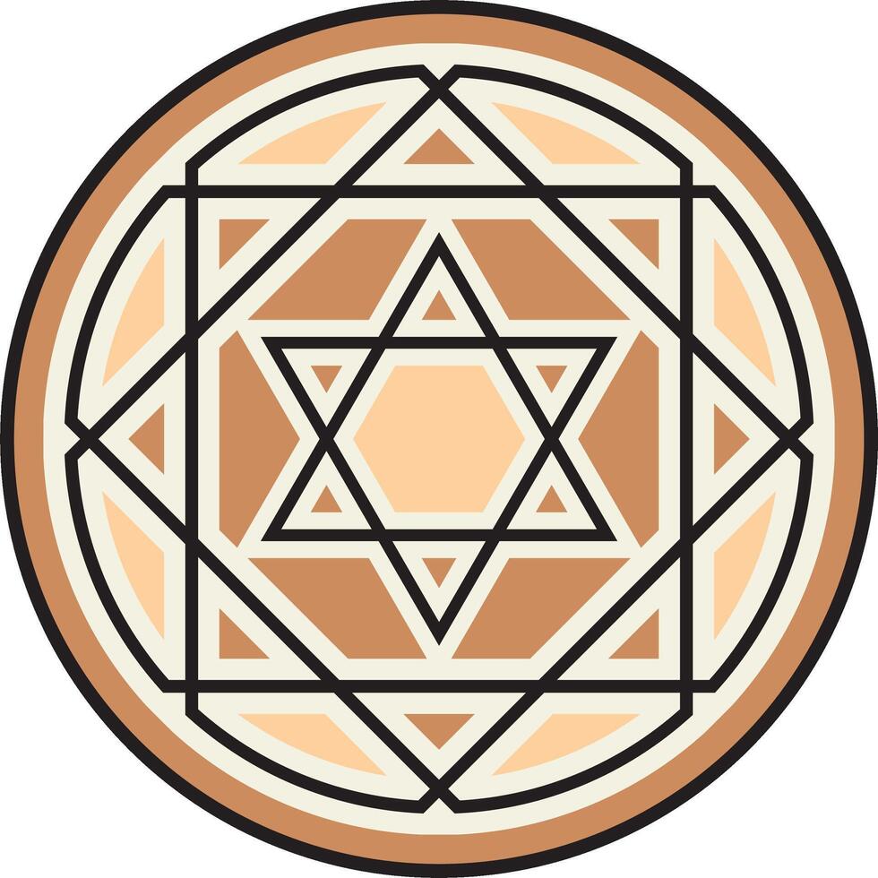 round colored jewish national ornament. Star of David. Semitic folk circle, pattern. Israeli ethnic sign, ring. vector