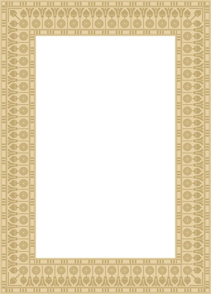 golden square Egyptian ornament. Endless Rectangle, Ring of Ancient Egypt. Geometric African frame vector