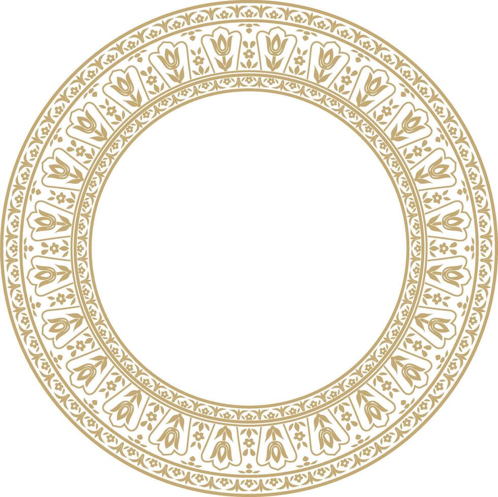 gold round turkish ornament. Endless Ottoman national border, frame, ring vector