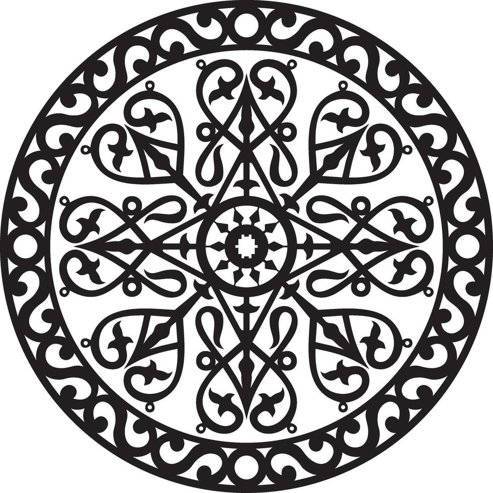 Yakut round ornament. circle with ornament drawing of the far east. Patterns of northern peoples, siberia and tundra vector