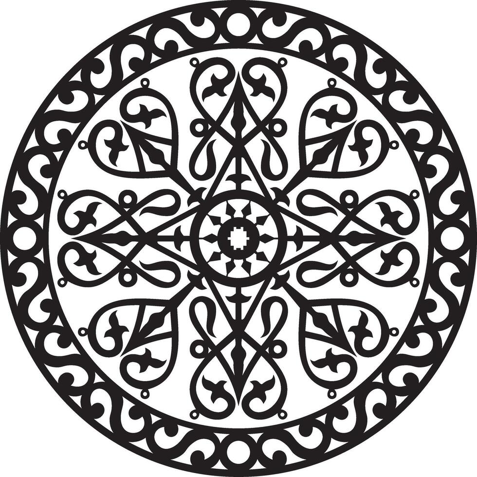 yakuto redondo ornamento. circulo con ornamento dibujo de el lejos este. patrones de del Norte pueblos, Siberia y tundra vector