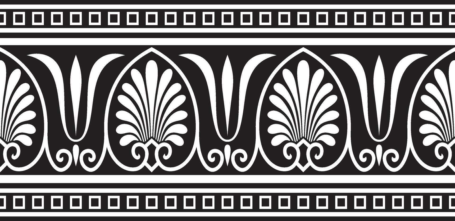 monohrome black seamless classical Greek ornament. Endless European pattern. Border, frame Ancient Greece, Roman Empire. vector