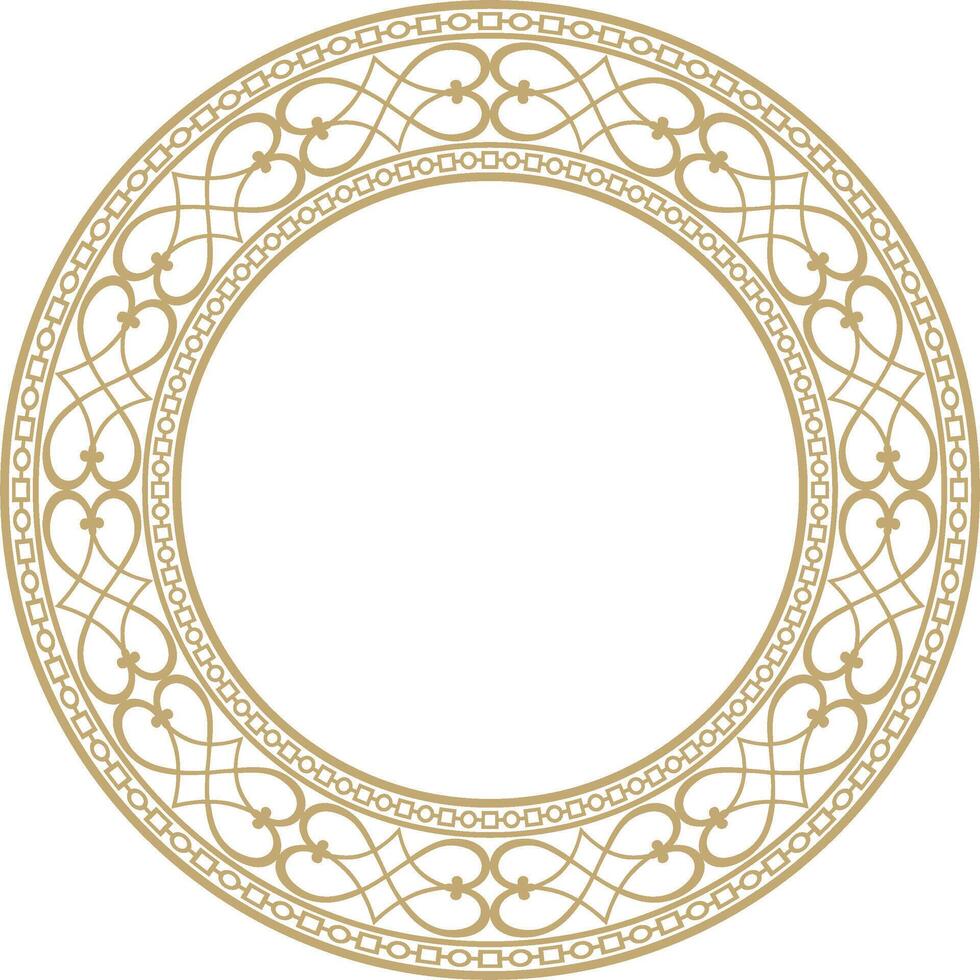 gold round classic renaissance ornament. Circle, ring european border, revival style frame. vector