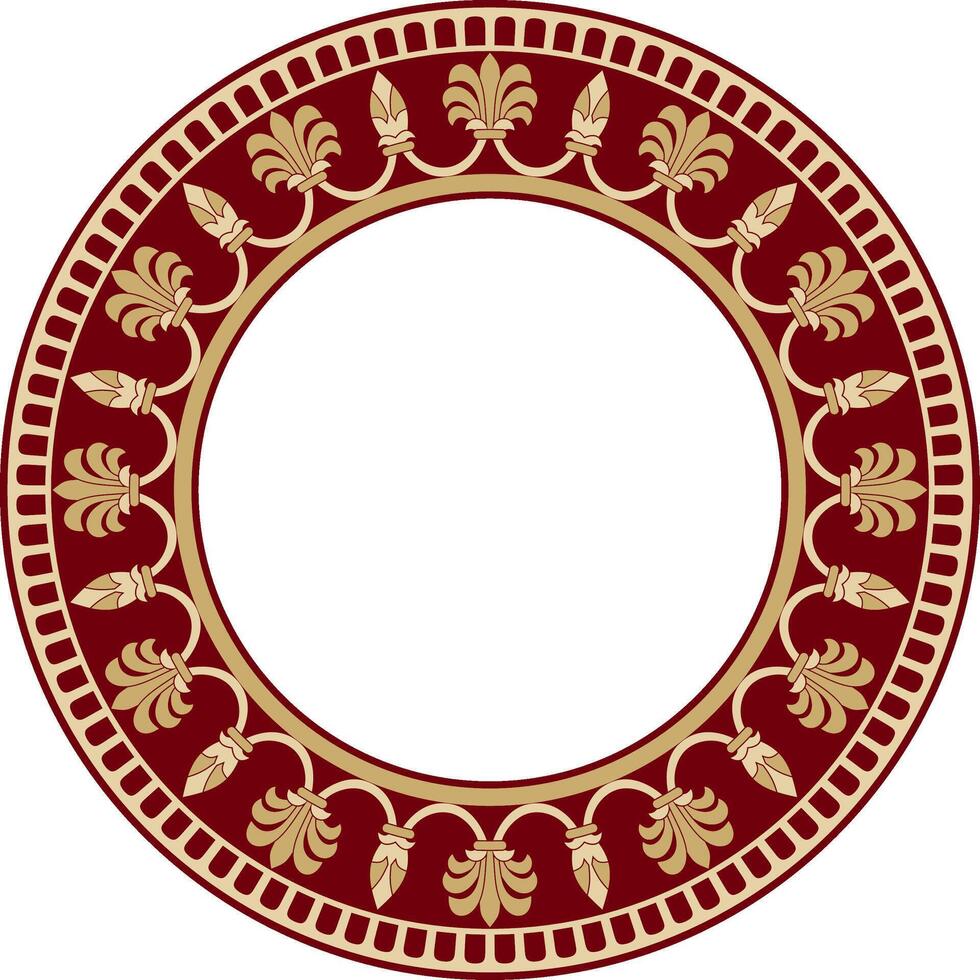 round red and gold national persian ornament. Circle, frame, border ethnic pattern of Iranian civilization vector