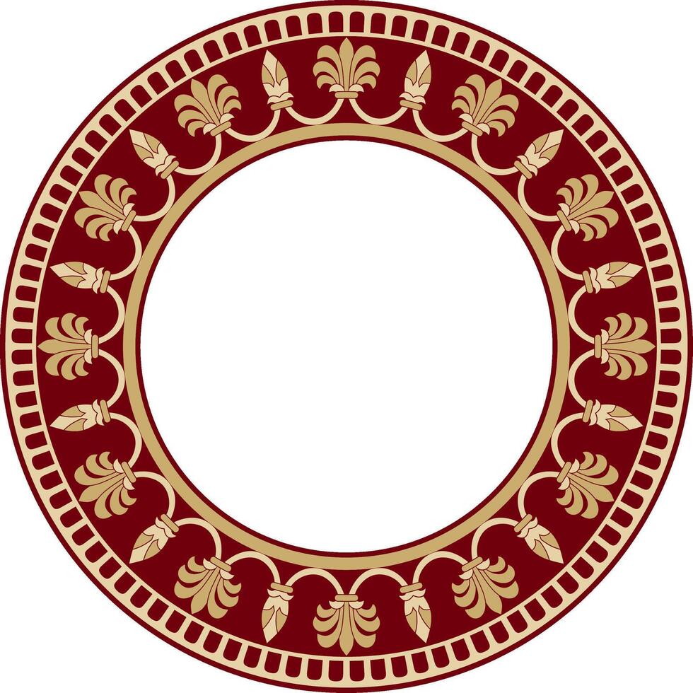 round red and gold national persian ornament. Circle, frame, border ethnic pattern of Iranian civilization vector