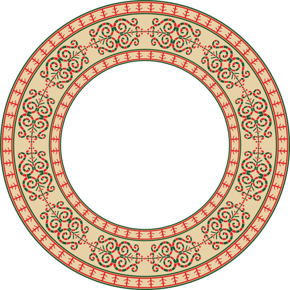 colored round Yakut ornament. Endless circle, border, frame of the northern peoples of the Far East vector