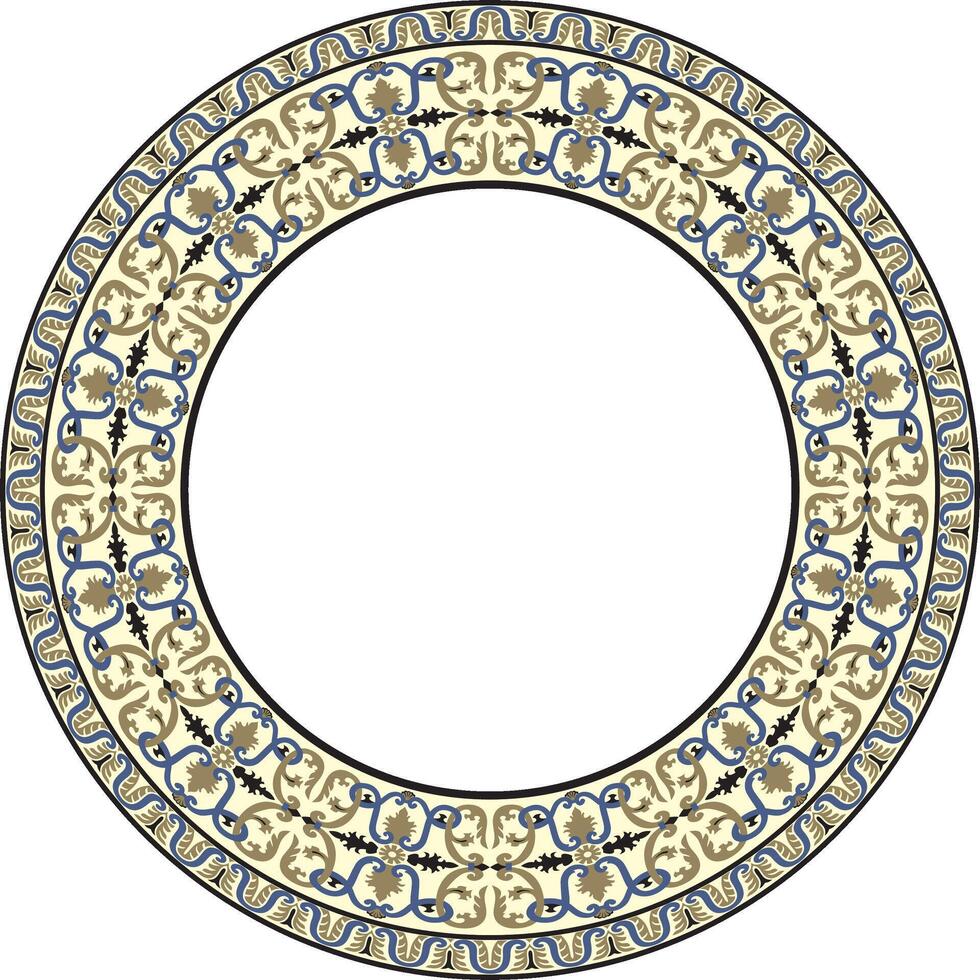 colored round classical ornament of the renaissance era. Circle, ring european border, revival style frame vector