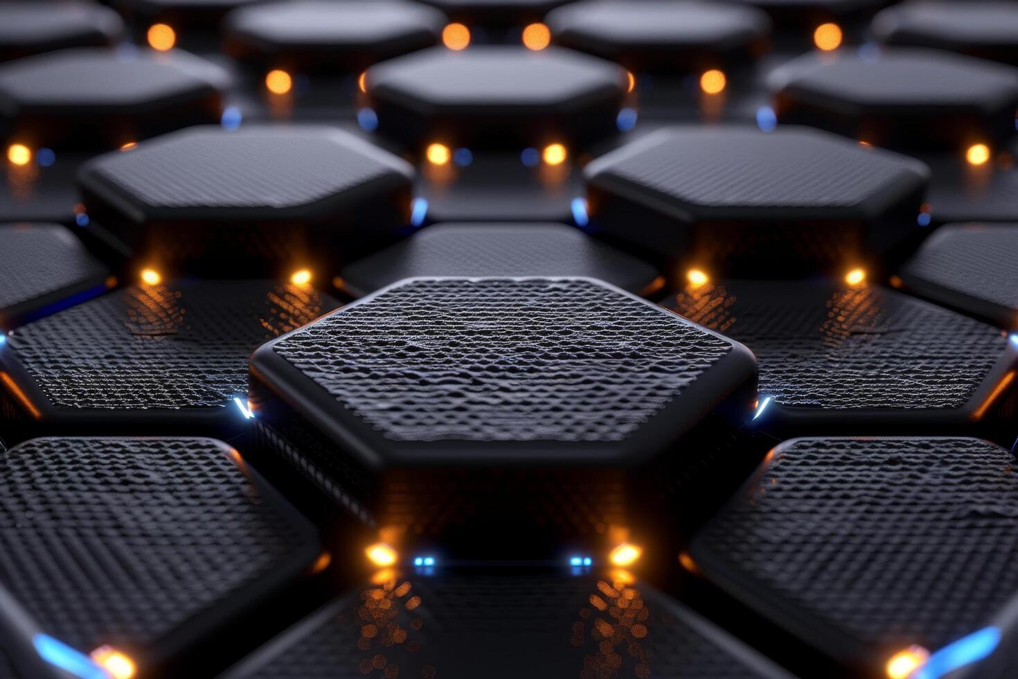 Abstract blue hexagonal technology pattern for futuristic digital geometric background photo