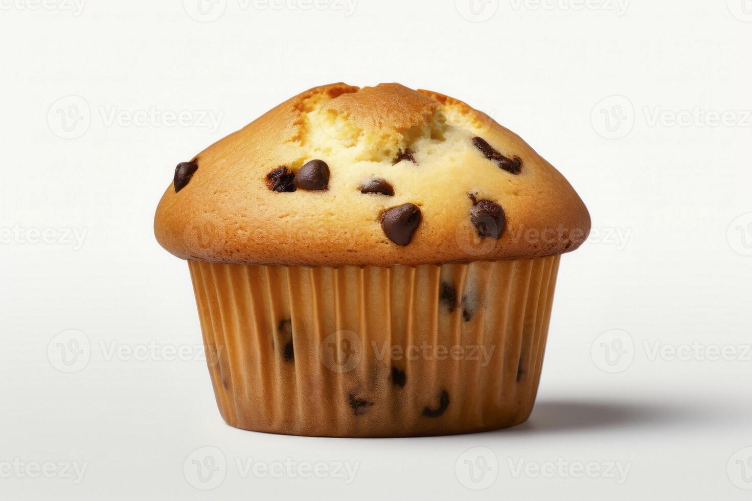 Delectable muffin dessert isolated on white beautifully presented on a rustic backdrop exuding warmth photo