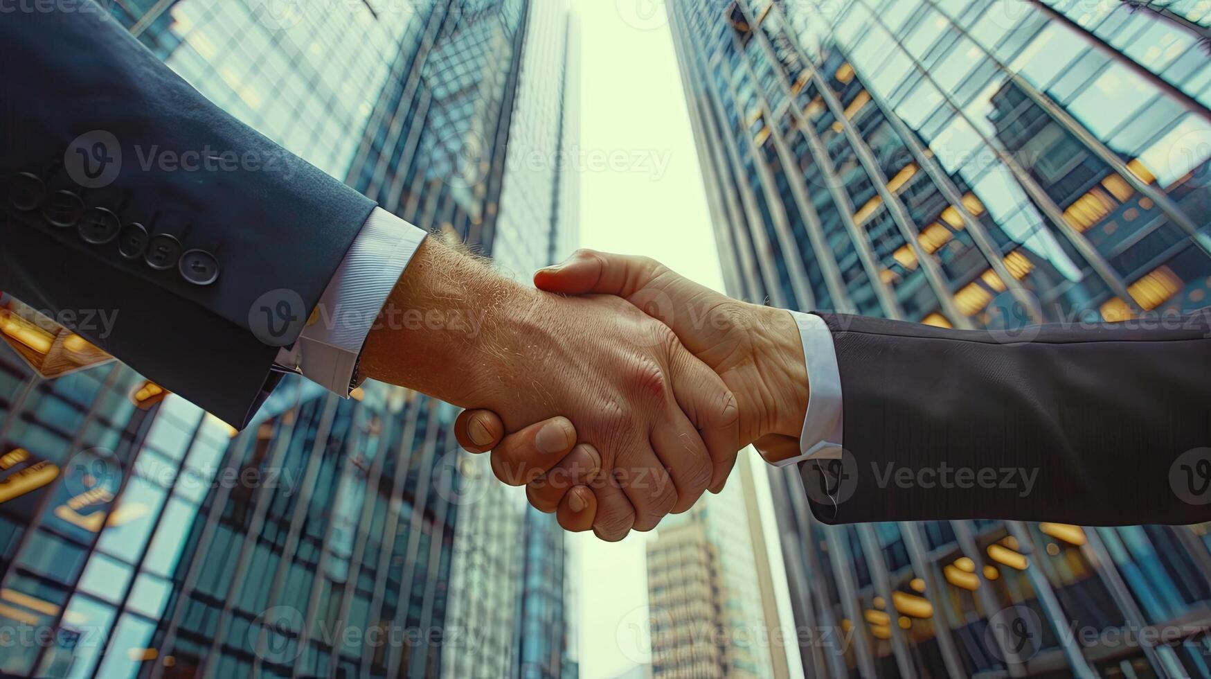 Close-up of business professionals shaking hands. Symbolizing successful agreement in business photo