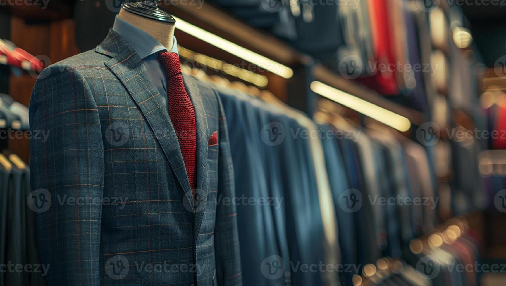 Men's suit and tie in a store. Shallow depth of field. photo