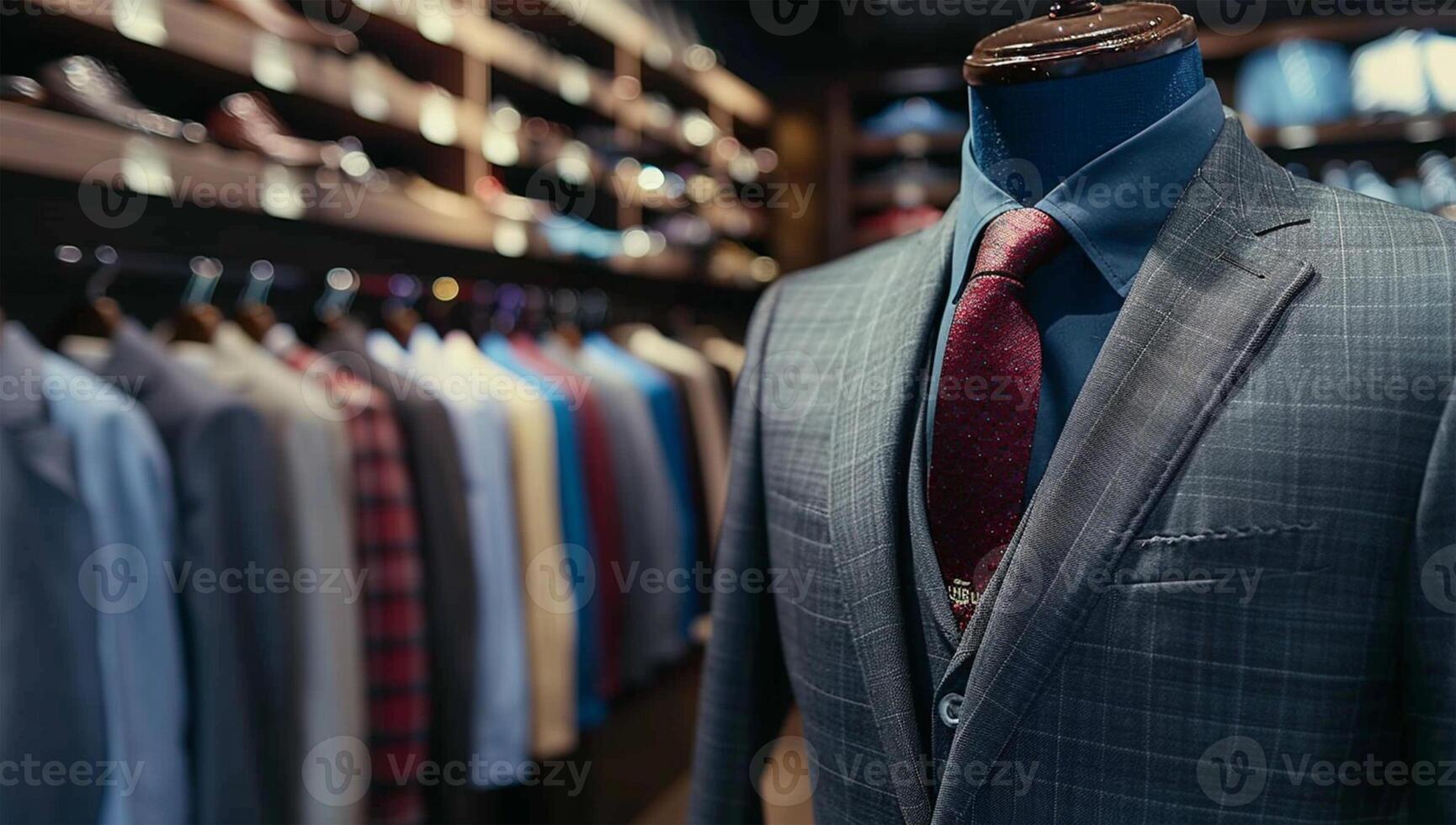 Men's suit and tie in a store. Shallow depth of field. photo