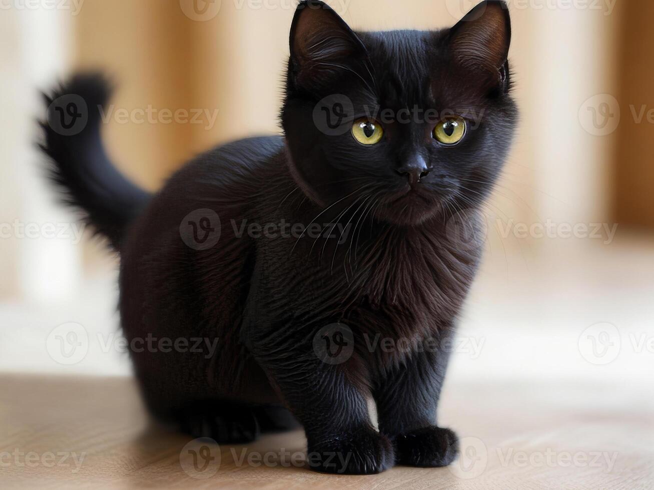 Little black cat, kitten. A pet photo