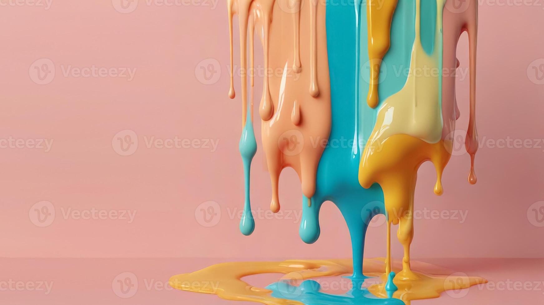 Banner with colorful dripping paint. Background with copy space photo