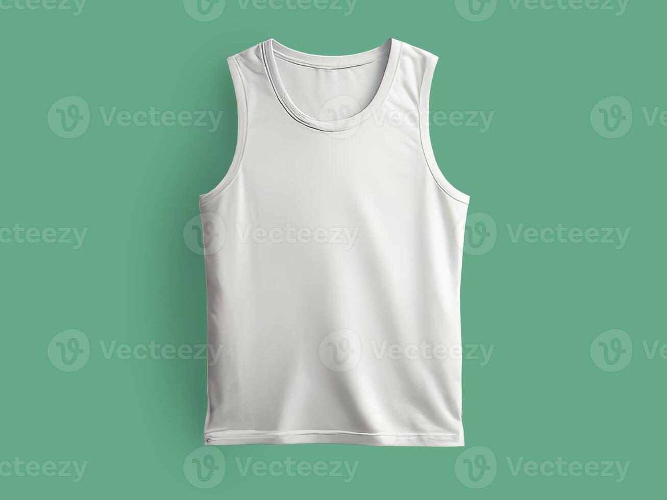 Mockup white women's crew neck t-shirt, singlet photo