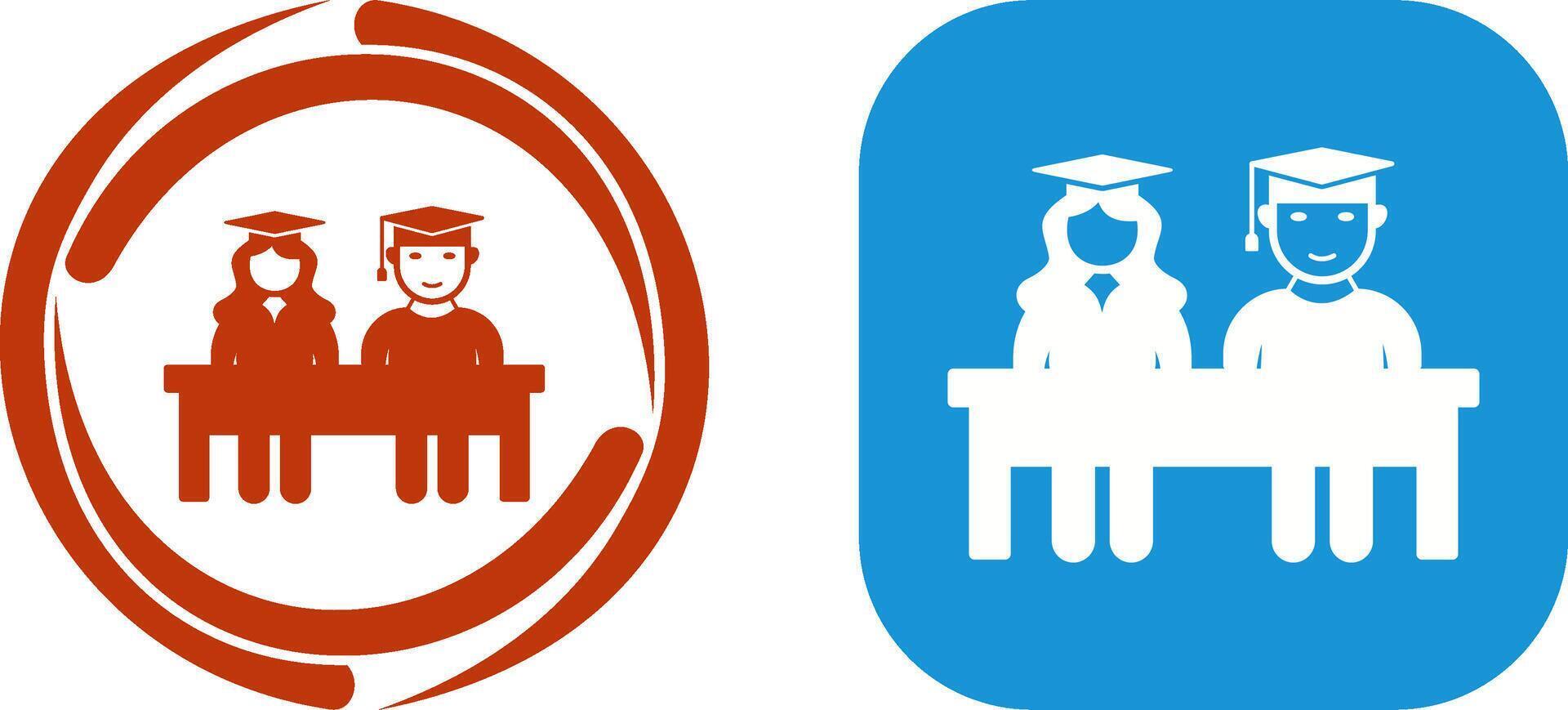 Unique Students Sitting Icon Design vector