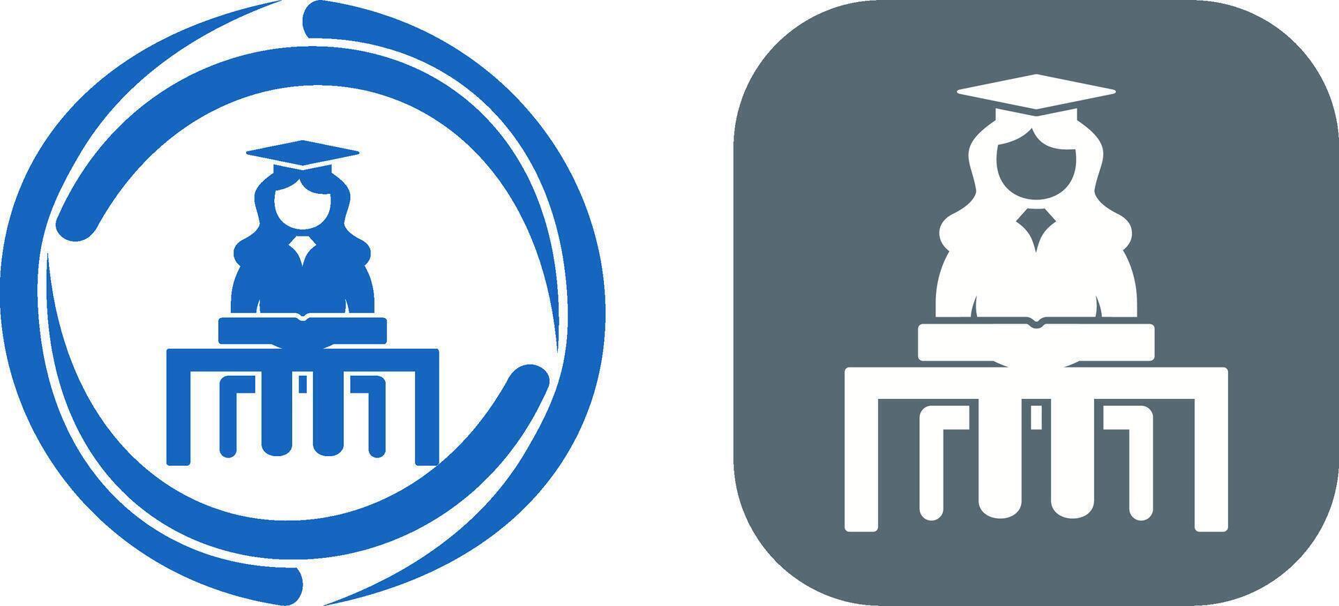 Unique Female Student Studying Icon Design vector