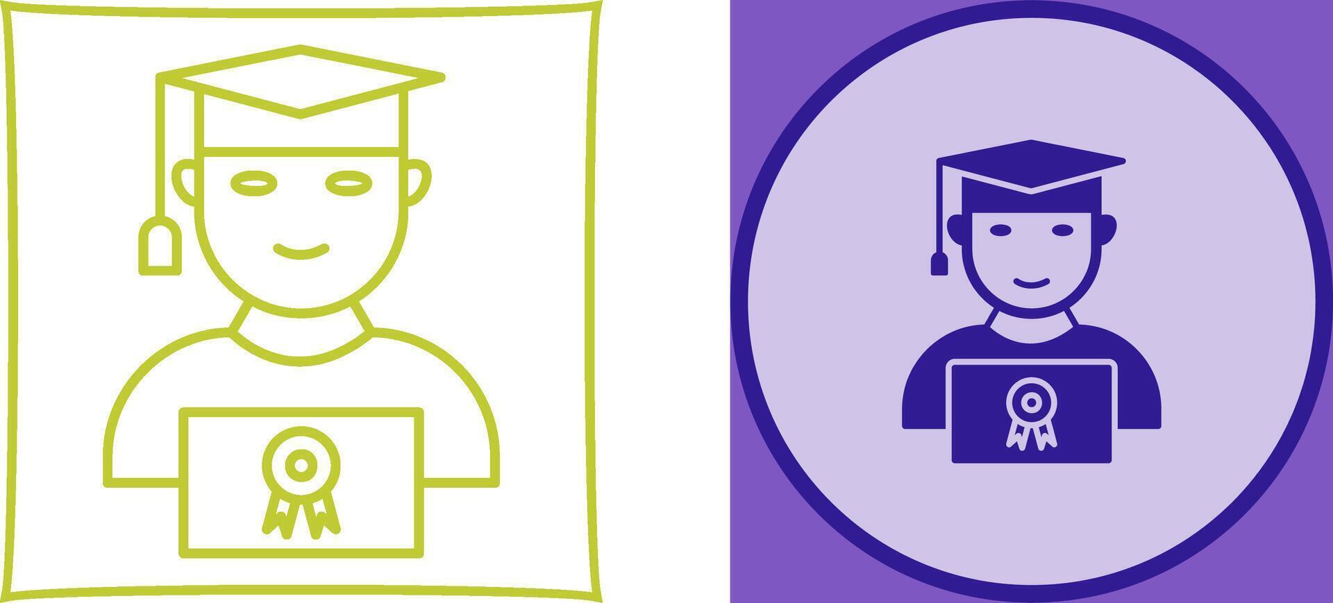 Unique Student Holding Degree Icon Design vector
