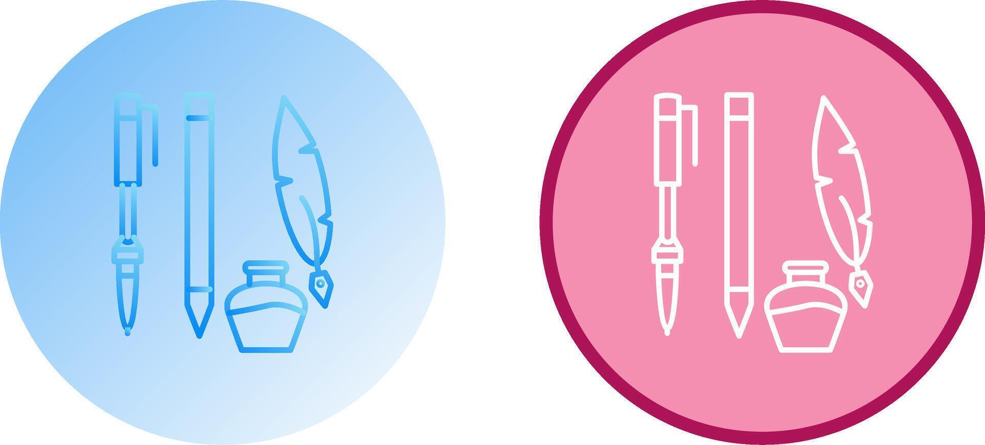 Unique Writing Equipment Icon Design vector