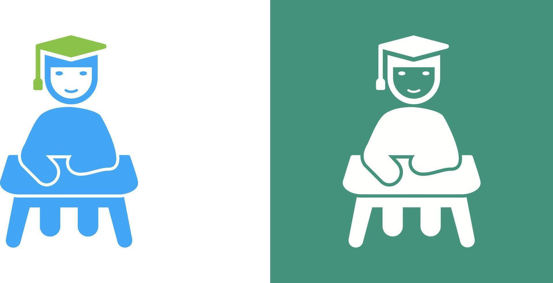 Unique Studying on Desk Icon Design vector