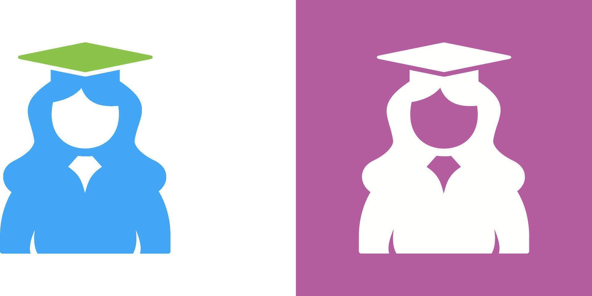 Unique Female Graduate Icon Design vector